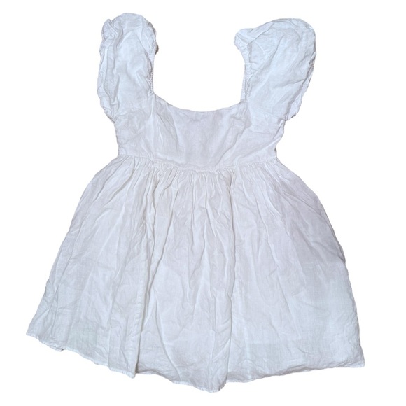 DISSH Danielle White Mini Dress Linen Size 12 Summer Puff Sleeve Flowy Short - Picture 3 of 10